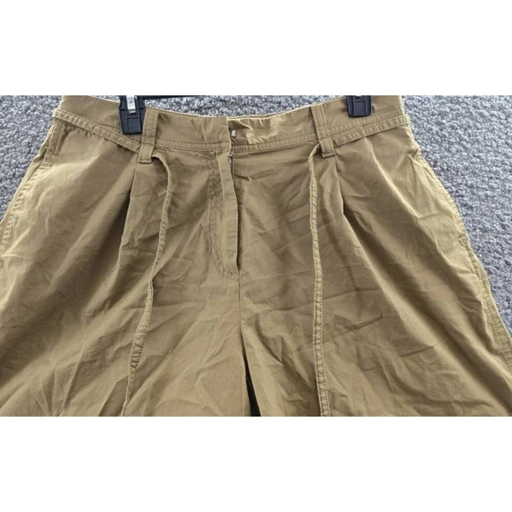 BOSS Orange High-Rise Baggy-Fit Shorts Women's 10 Beige Pleated Zip Hook & Bar